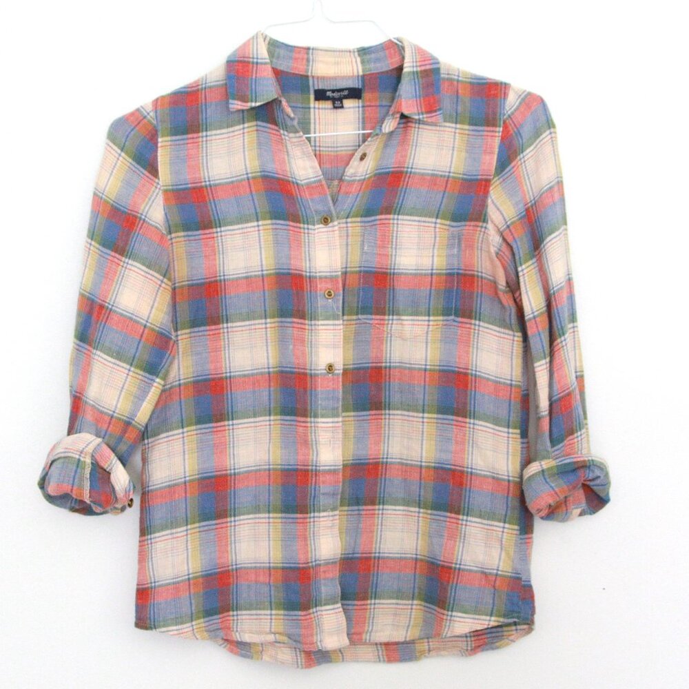 Madewell Colorful Checkered Button Down Shirt